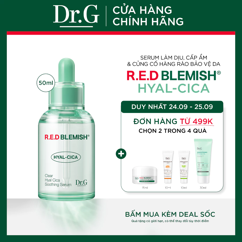 Serum cấp ẩm và làm dịu Dr.G R.E.D Blemish Hyal Cica Soothing Serum DrG 50ml