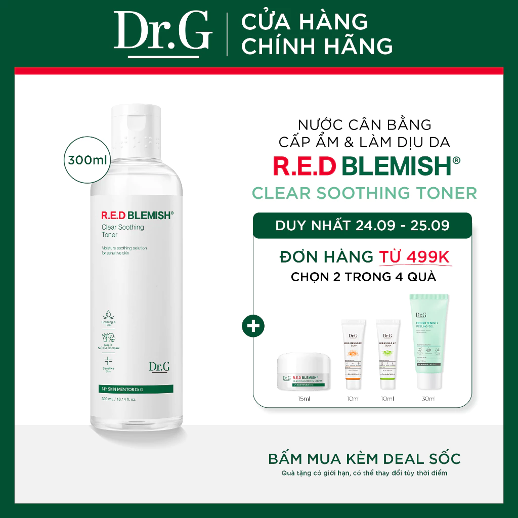 Nước cân bằng cấp ẩm và làm dịu Dr.G R.E.D Blemish Clear Soothing DrG 300ml