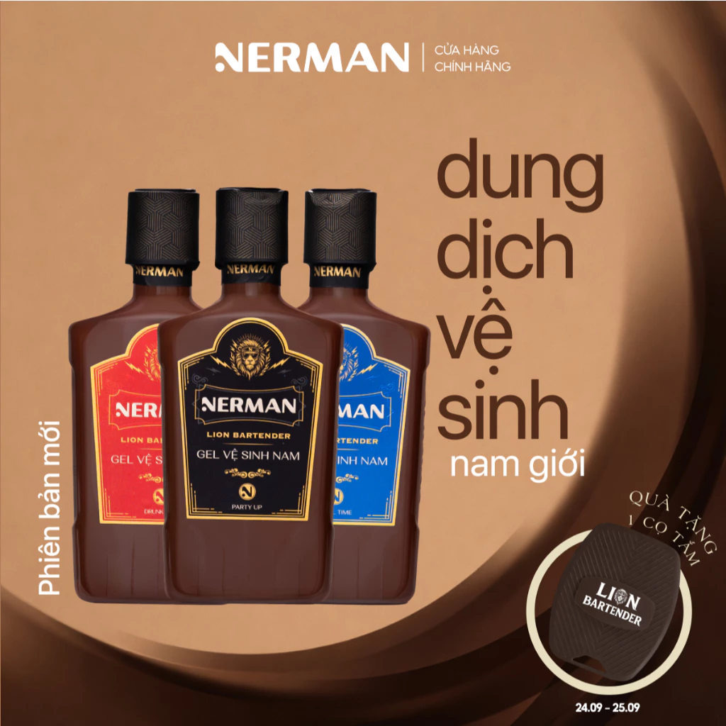 Dung dịch vệ sinh nam giới Nerman Lion Bartender 100G làm sạch, dịu nhẹ cho da