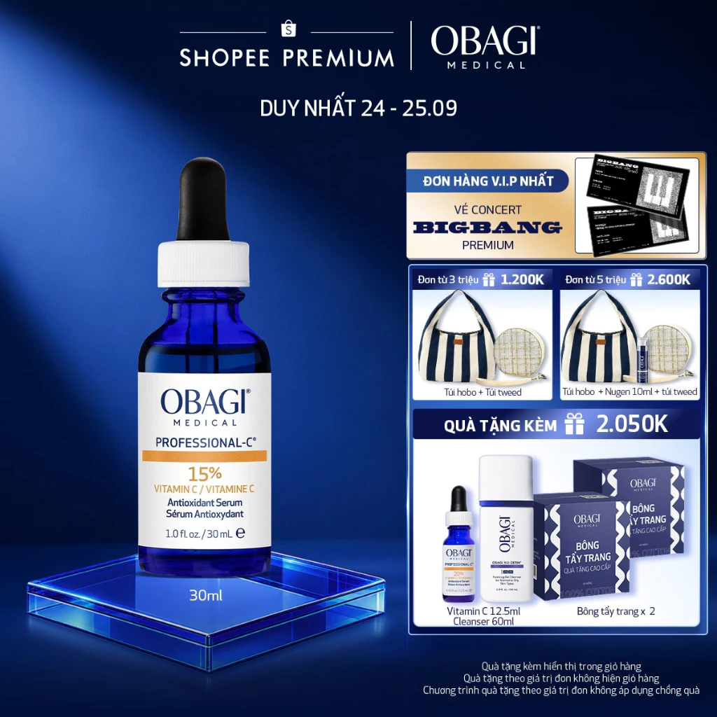[VOUCHER SVIP 20%] Serum Vitamin C 15% Dưỡng Sáng Da & Chống Oxy Hóa Obagi Professional-C 30ml