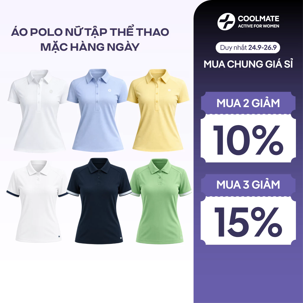 [MUA 2 GIẢM 10%] BST Áo Polo Nữ chơi thể thao vận động hàng ngày thoáng khí co giãn - Coolmate Women