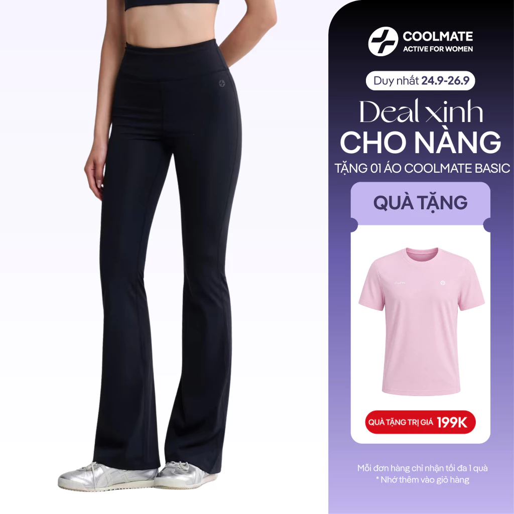 [MUA QUẦN TẶNG ÁO] Quần legging nữ ống loe cạp cao Sportswear High-waist co giãn, mềm mại- Coolmate Women