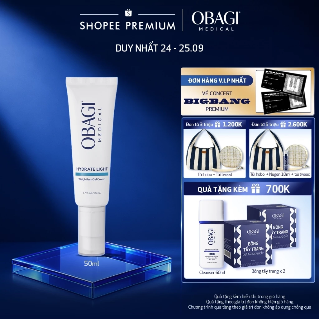 [Voucher SVIP 18%] Kem Dưỡng Dạng Gel Mỏng Nhẹ Cấp Ẩm Lên Đến 24h Obagi Hydrate Light ™