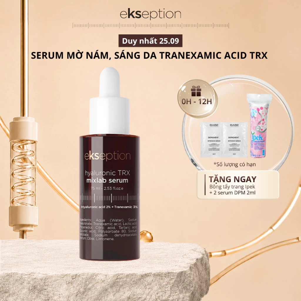 Serum HA + 3% Tranexamic acid mờ nám, sáng da Ekseption Hyaluronic TRX Mixlab 75ml