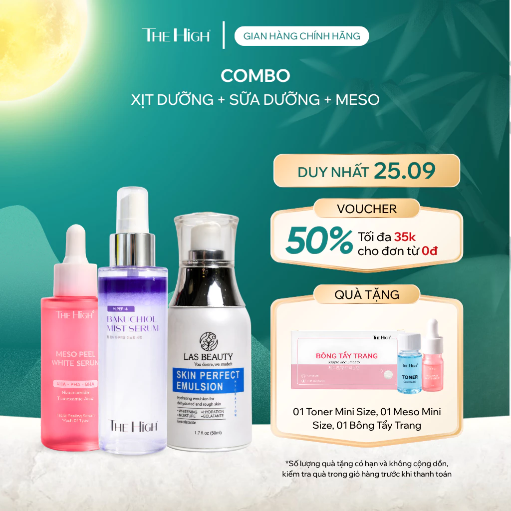 [MUA LÀ CÓ QUÀ] Combo 3 The High Xịt Dưỡng + Sữa Dưỡng Ẩm + Serum Peel Da Mặt Hỗ Trợ Chậm Lão Hoá Sáng Da