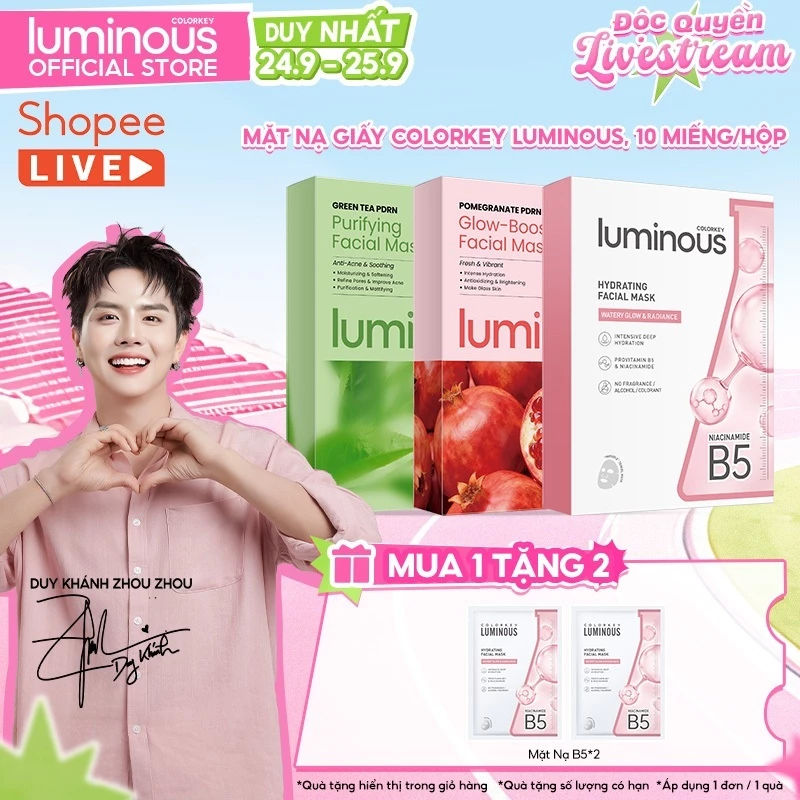 [BEST SELLER] 1 Hộp Mặt Nạ Giấy Colorkey Luminous Hỗ Trợ Cấp Ẩm PHIÊN BẢN NÂNG CẤP MỚI 10 miếng/hộp