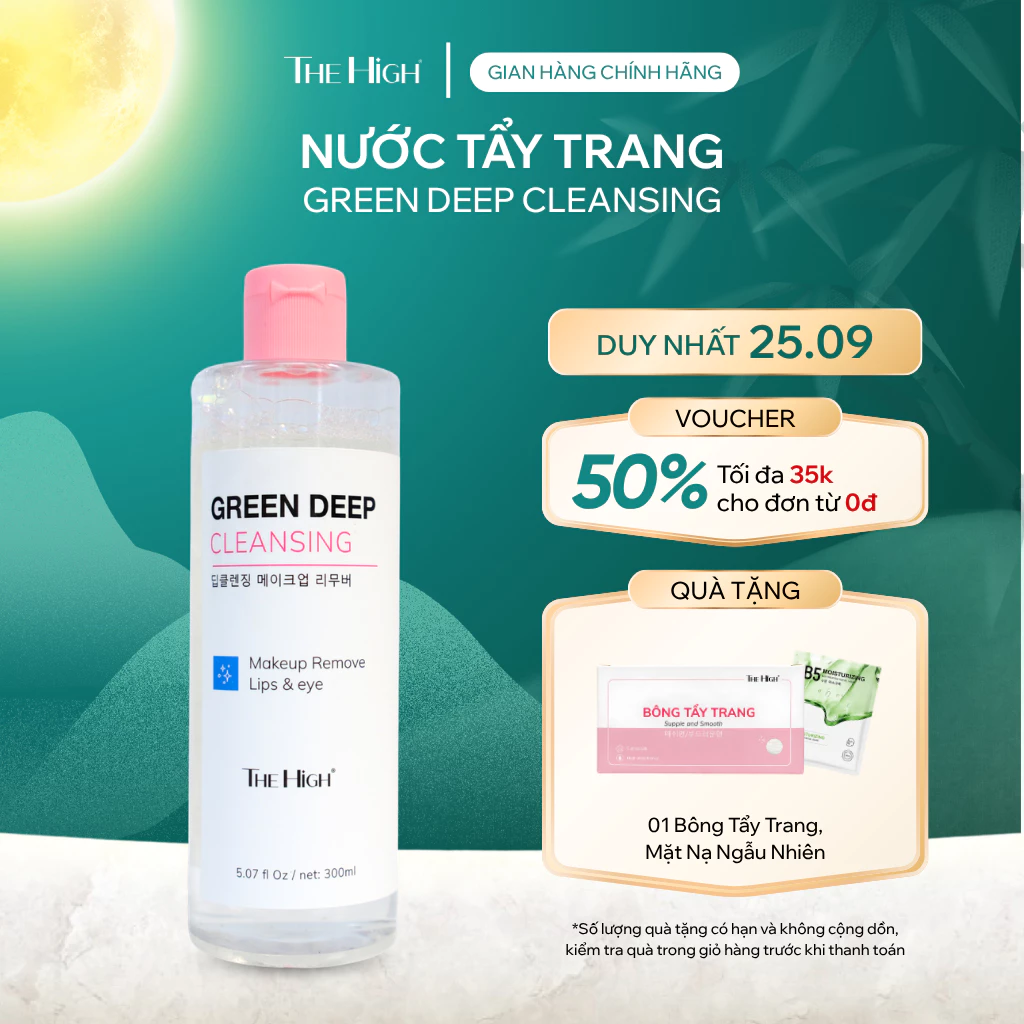[MUA LÀ CÓ QUÀ] Nước Tẩy Trang Làm Sạch lớp Trang Điểm,Bụi Bẩn Trên Da,Dịu Nhẹ Cho Da  The High 300ml