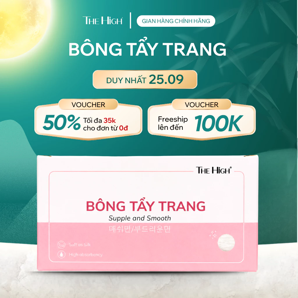 [Sản Phẩm Trải Nghiệm] Bông tẩy trang 30 miếng The High - Mềm Mịn Không Xơ Bông
