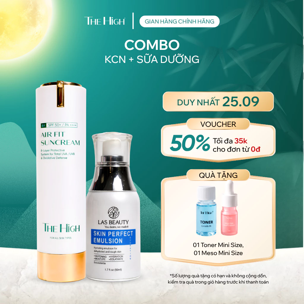 [MUA 2 TẶNG 1 MINI SIZE]Combo Kem Chống Nắng Air Fit 40ml & Sữa Dưỡng Skin Perfect Emulsion The High 50g