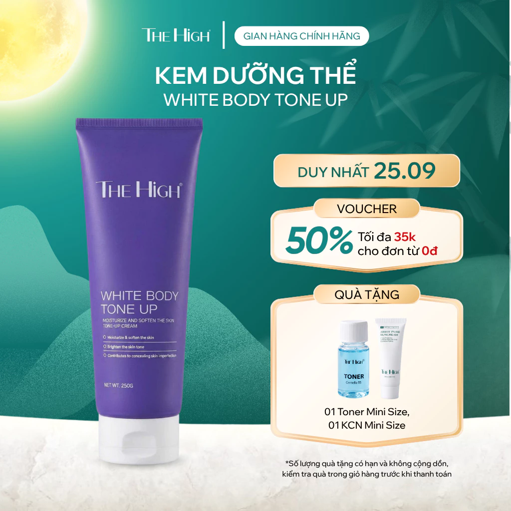 [MUA LÀ CÓ QUÀ]Kem Dưỡng Thể Tone Up Hỗ Trợ Dưỡng Ẩm, Làm Đều Màu Da The High White Body 250ml