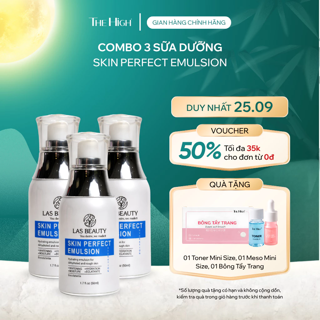 [MUA 3 TẶNG 1 MINI SIZE] Combo 3 Sữa Dưỡng Ẩm The High Skin Perfect 50g Rong Nho Hỗ Trợ Dưỡng Trắng Phục Hồi