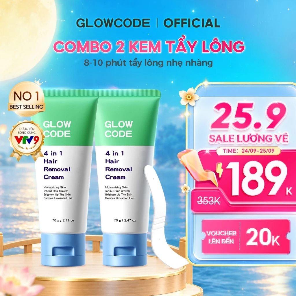[MUA 2 GIẢM 40%] Combo 2 Kem Tẩy Lông Glowcode Tẩy Lông Tay Chân Vùng Kín Nách Tẩy Lông An Toàn Dịu Nhẹ Không Đau Rát