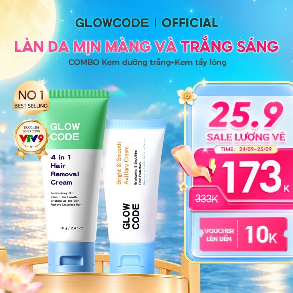 [MUA 2 GIẢM 40%] Combo Kem Tẩy Lông Và Kem Dưỡng Glowcode Triệt Lông Bikini, Chân, Tay, Nách An Toàn Dưỡng Da