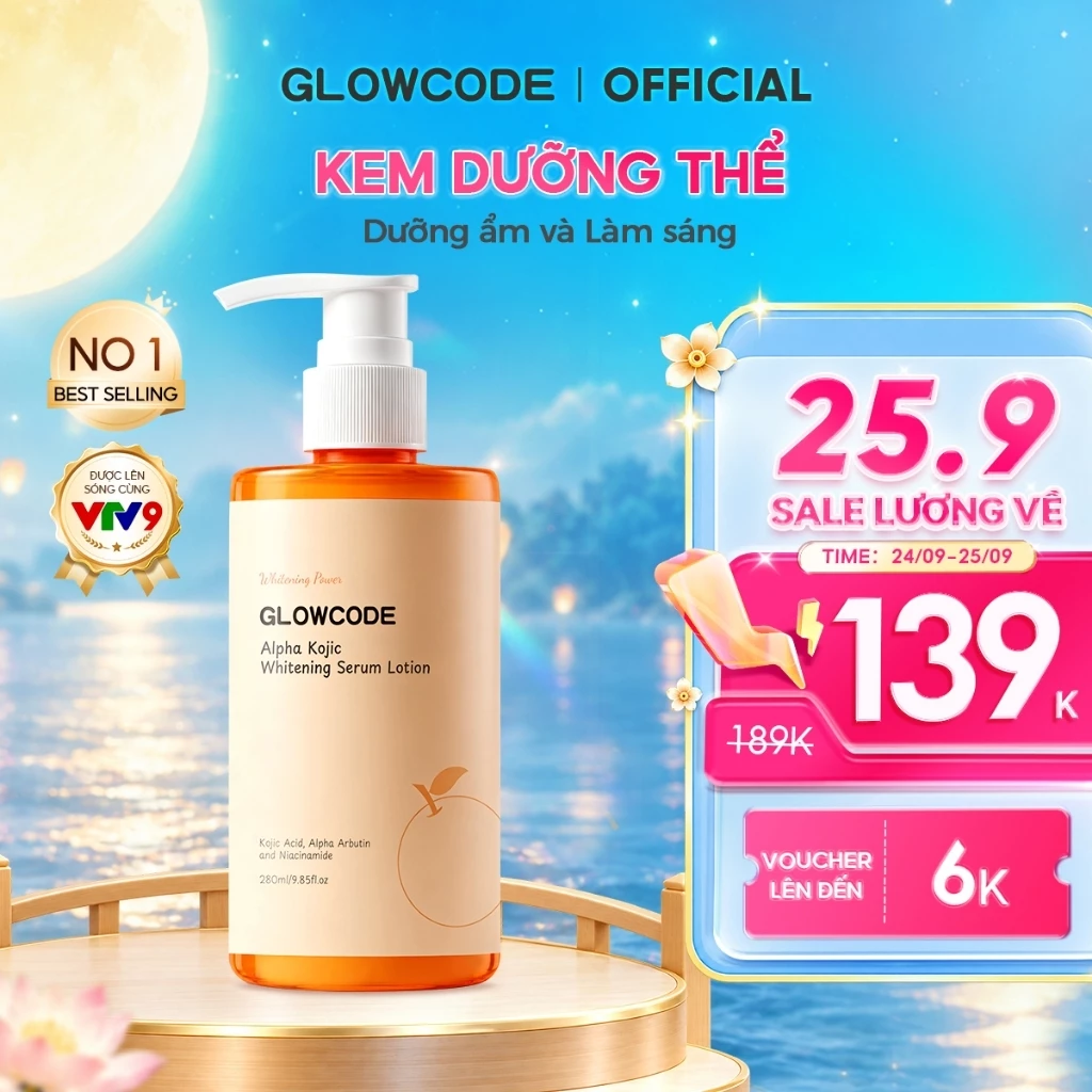 Sữa dưỡng thể sáng da Glowcode trắng da dưỡng ẩm sâu chất kem mỏng nhẹ body lotion kem dưỡng 280ml