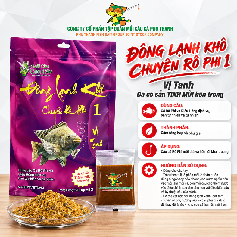Đông Lạnh Khô Chuyên Rô Phi chuyên dùng câu cá Rô Phi