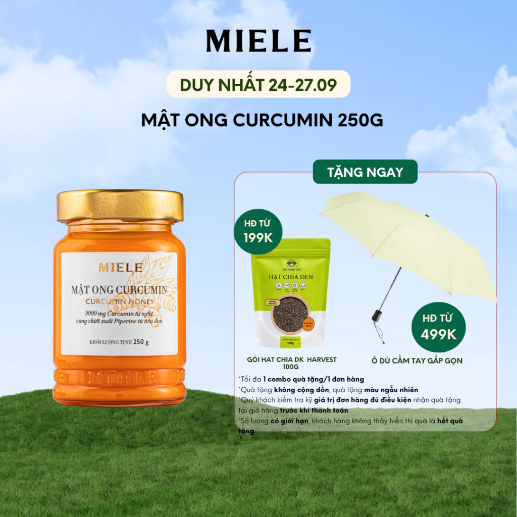 Mật Ong Nghệ Curcumin Miele 250g, Hỗ Trợ Dạ Dày Đẹp Da, Đạt Chuẩn HACCP