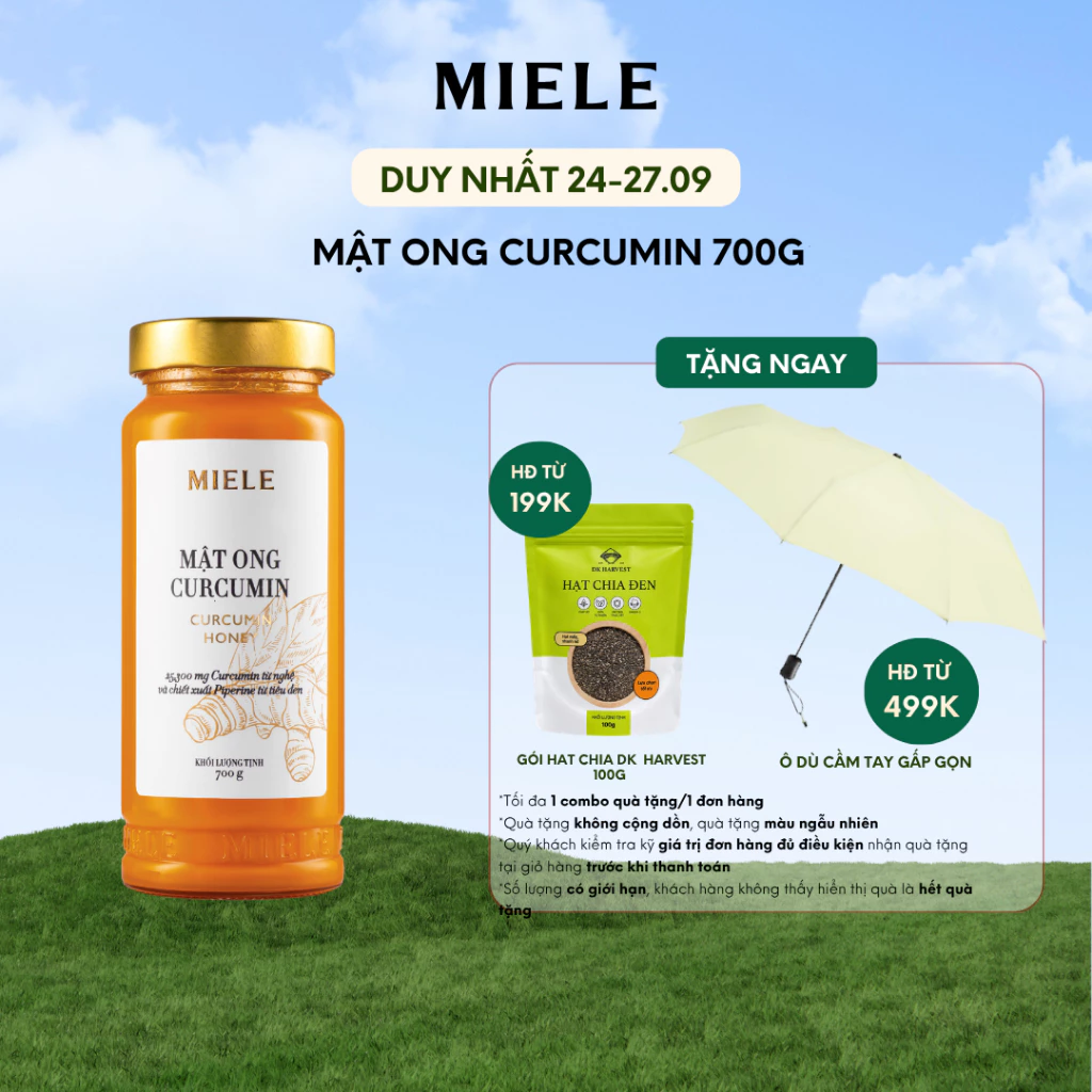 Mật Ong Nghệ Curcumin Miele 700g, Hỗ Trợ Dạ Dày Đẹp Da, Đạt Chuẩn HACCP