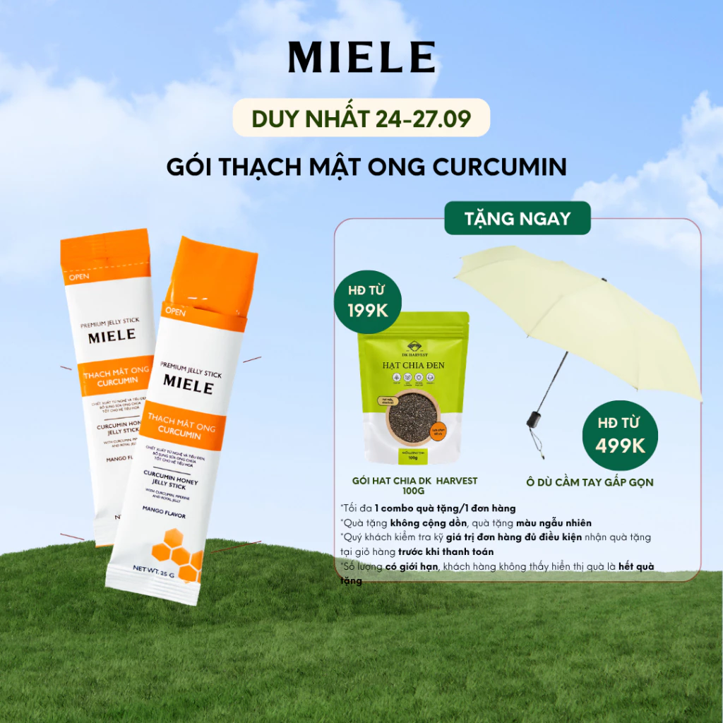 Thạch Mật Ong Curcumin, Thạch Meriva Miele Vị Xoài  - Dạng Gói 25g Tiện Lợi