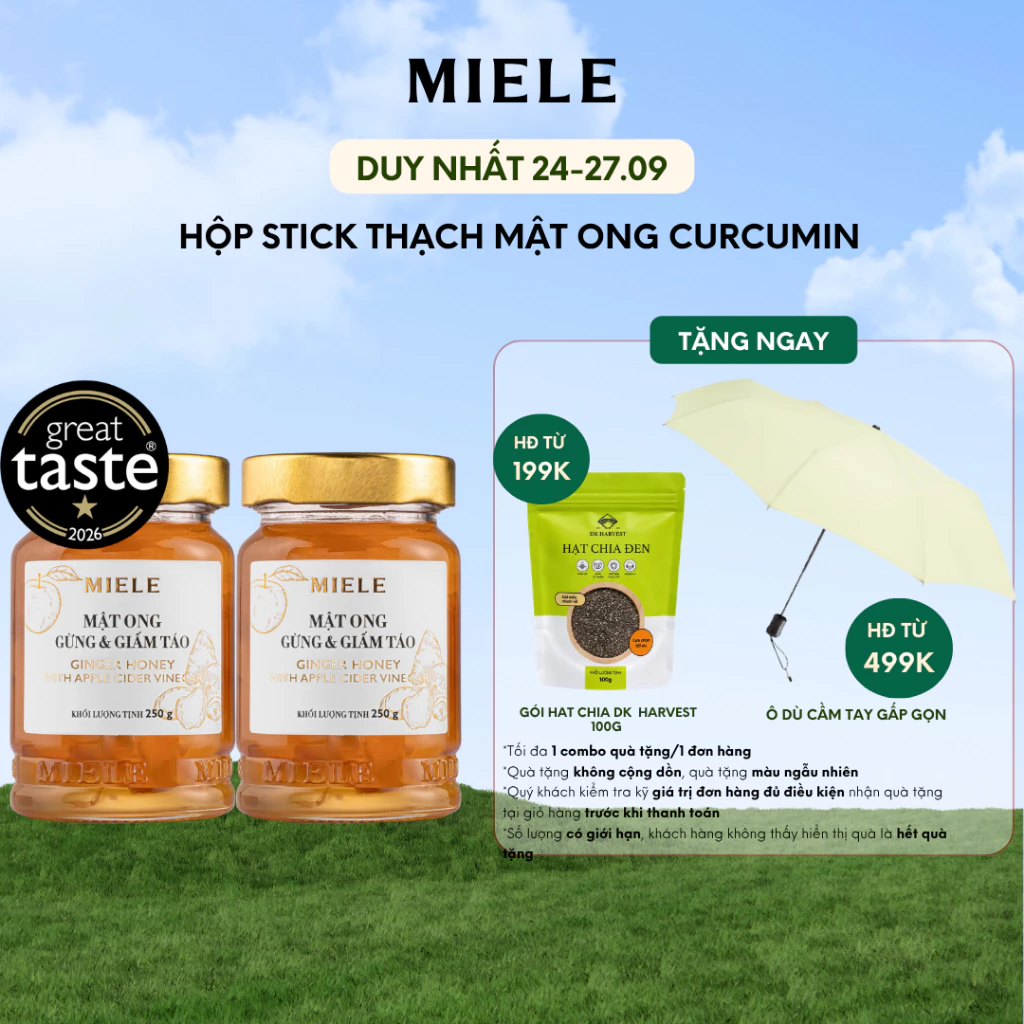 Combo 2 Hũ Mật Ong Gừng & Giấm Táo Miele 250g