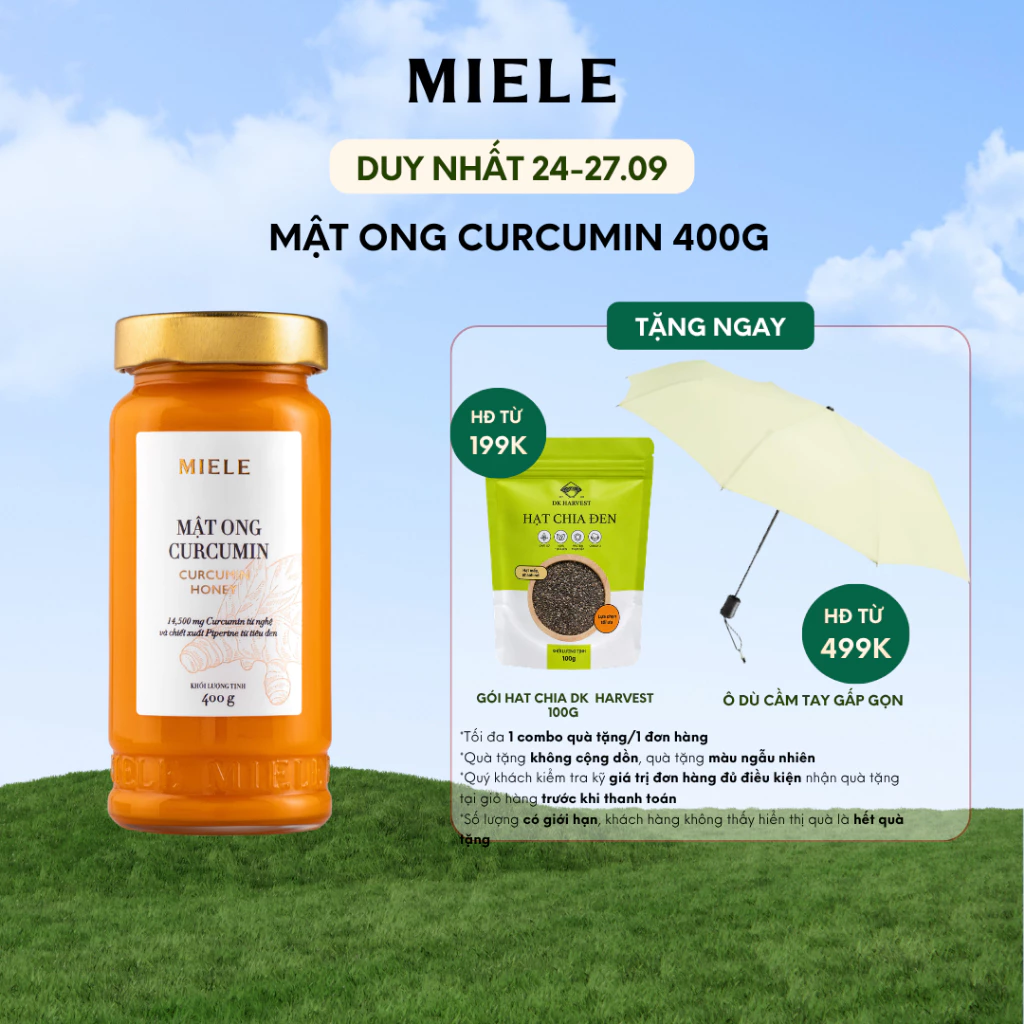 Mật Ong Nghệ Curcumin Miele, Hỗ Trợ Dạ Dày Đẹp Da, Đạt Chuẩn HACCP