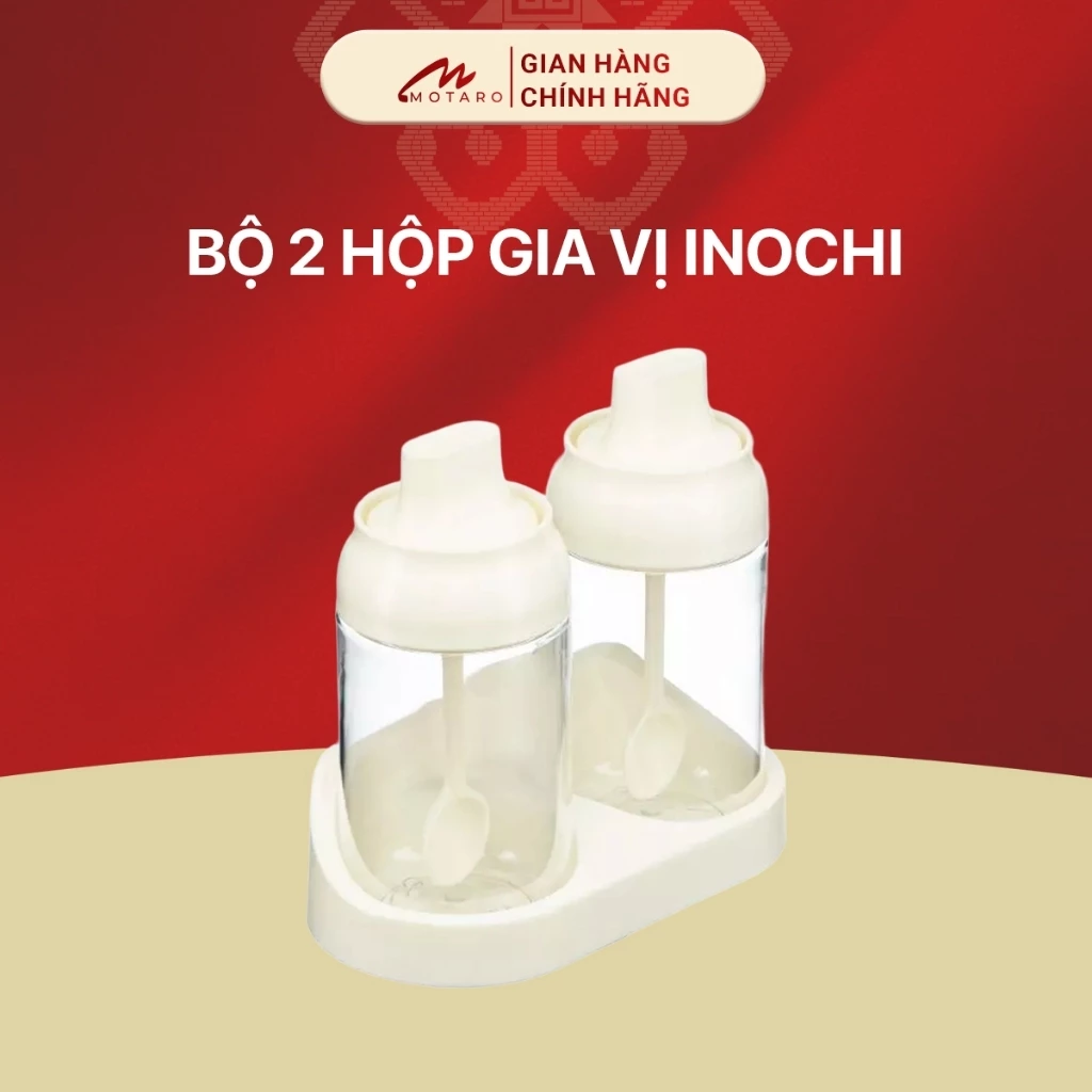 [GIFT] Bộ 2 Hộp Gia Vị Yoko Tritan Inochi Có Nắp Muỗng