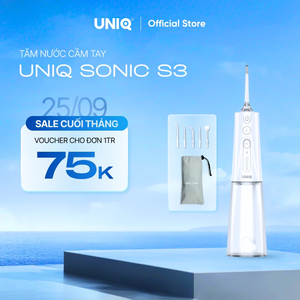 Máy tăm nước UNIQ SONIC S3 vệ sinh răng miệng tam nuoc mini nhỏ gọn cầm tay tăm nước du lịch chống thấm nước