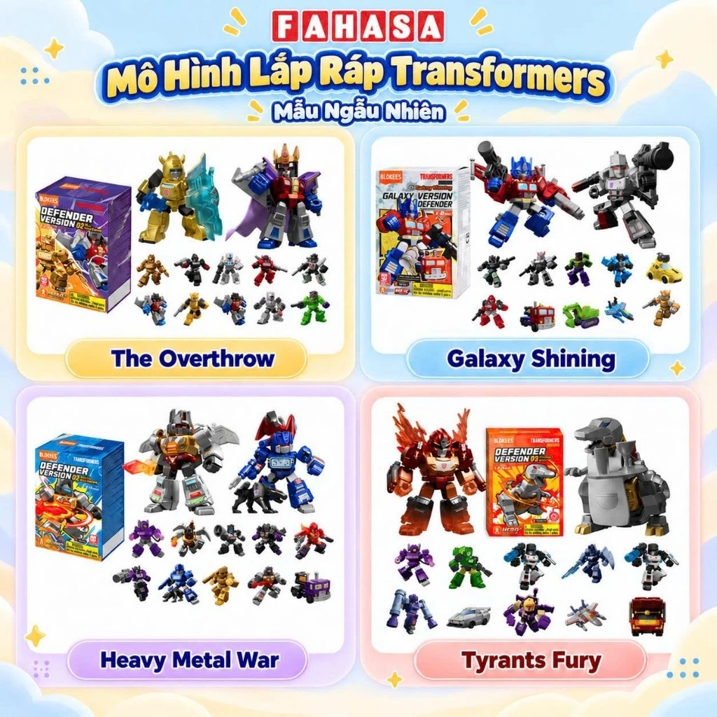 Đồ Chơi Hộp Mù Lắp Ráp Mô Hình Transformer - Galaxy Shining,The Overthrow,Heavy Metal War,Power Of The Beast Blokees