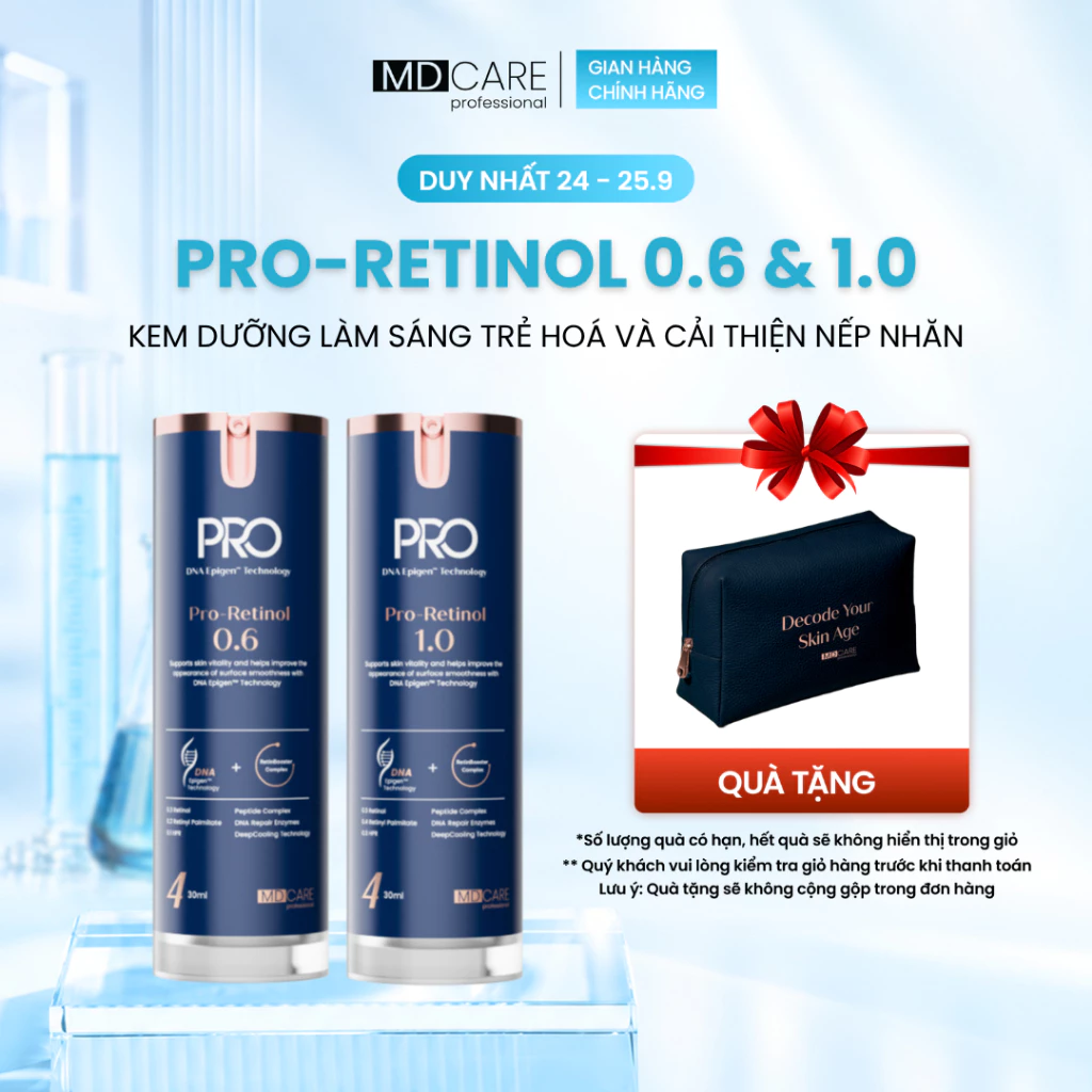 [CHÍNH HÃNG] Kem Dưỡng Làm Sáng, Trẻ Hoá Và Cải Thiện Nếp Nhăn MD CARE PRO-RETINOL 30ml