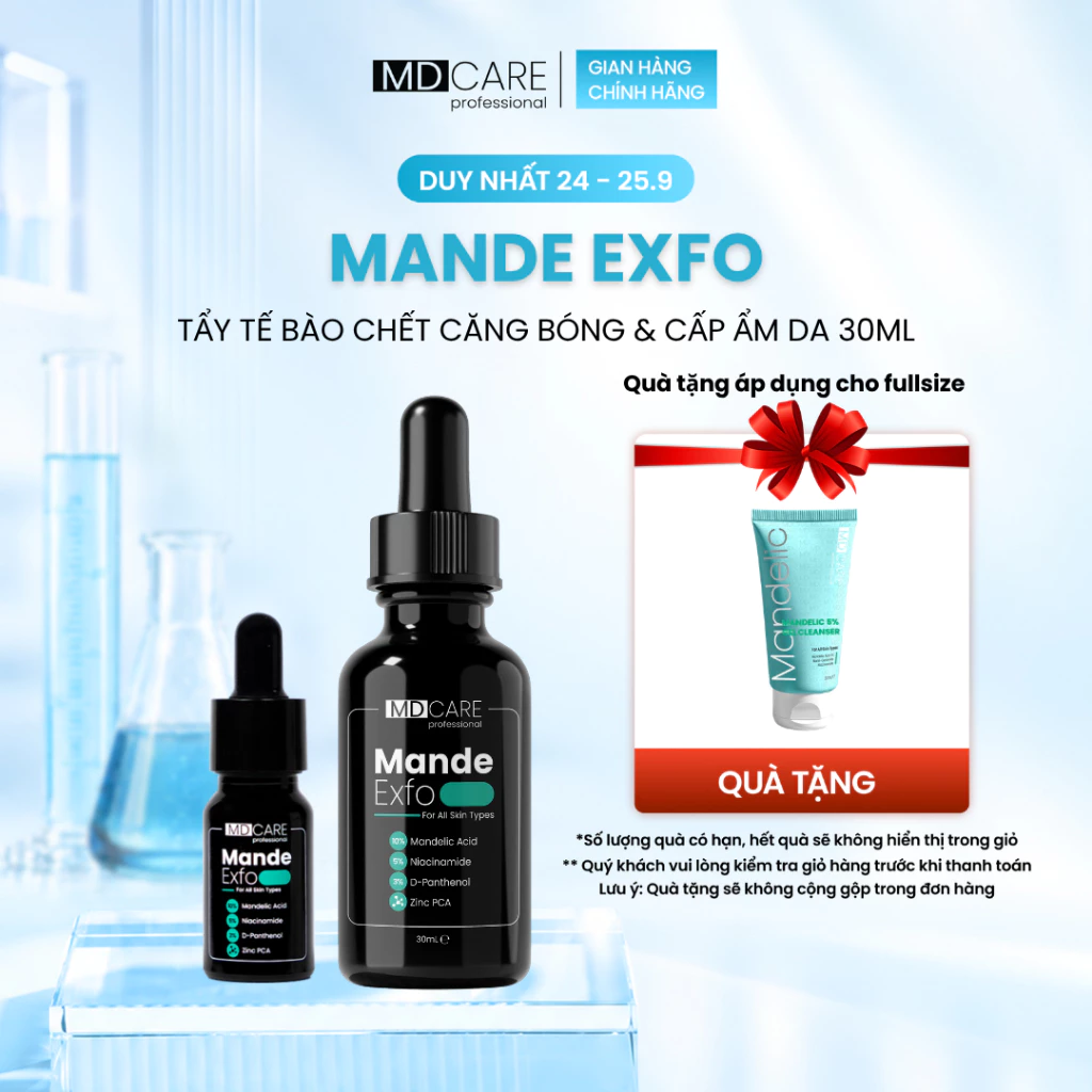 [CHÍNH HÃNG] Tẩy Tế Bào Chết Căng Bóng, Cấp Ẩm Và Làm Sáng Da MD Care Mande Exfo 30ml