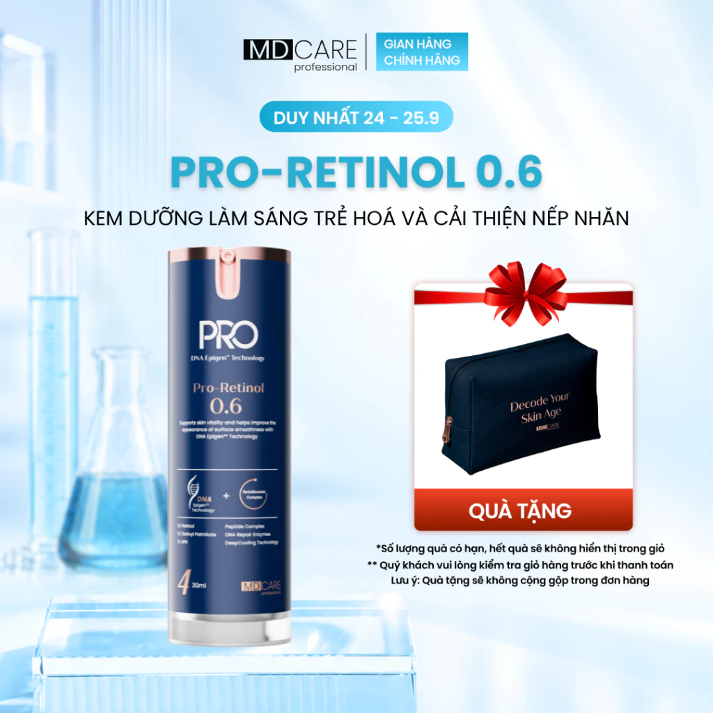 Kem Dưỡng Làm Sáng MD CARE PRO-RETINOL 0.6 30ml Trẻ Hoá Và Cải Thiện Nếp Nhăn