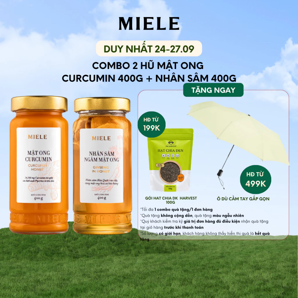 Combo: Mật Ong Curcumin 400g + Mật Ong Nhân Sâm Miele 400g
