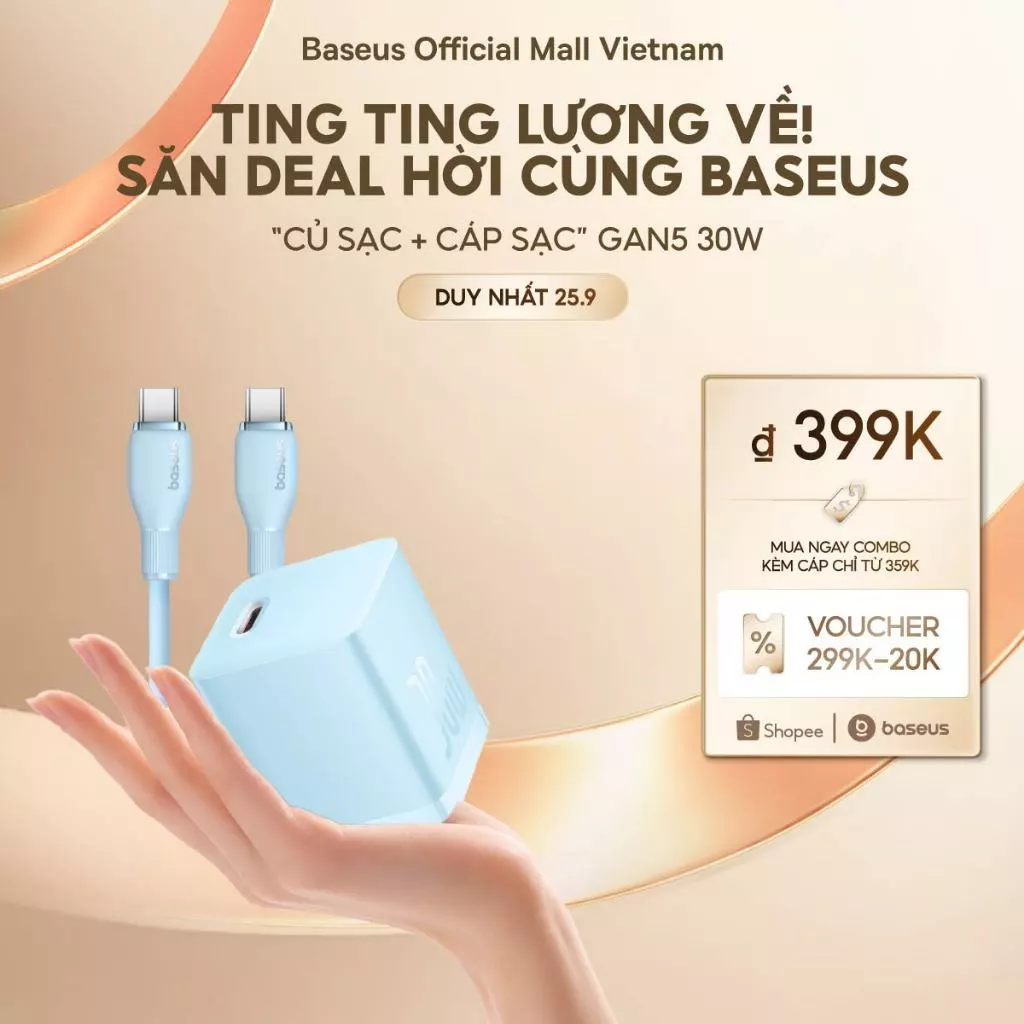 Củ Sạc Nhanh Baseus 30W GaN5 Type C Thích Hợp QC3.0 PD Sạc Nhanh cho iP 15 14 13 Pro Max
