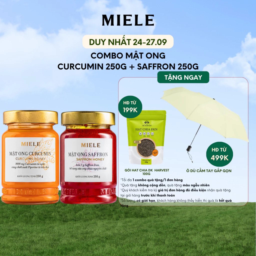 Combo: Mật Ong Curcumin 250g + Mật Ong Saffron Miele 250g