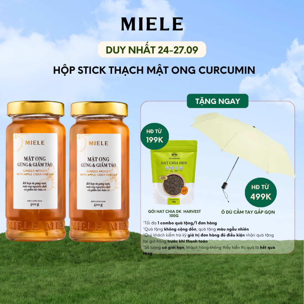Combo 2 Hũ Mật Ong Gừng & Giấm Táo Miele 400g