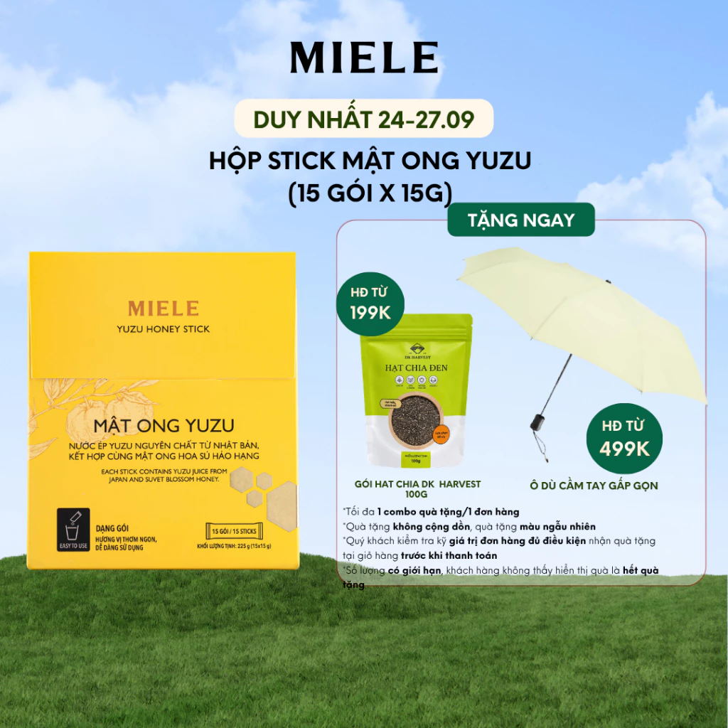 Hộp Stick Mật Ong Yuzu 15 Gói Tiện Lợi 15g Miele