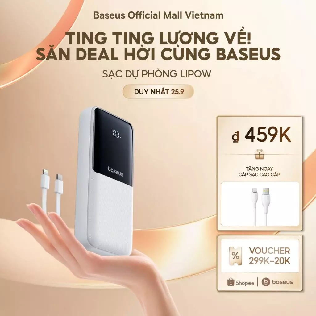 Sạc dự phòng Baseus Lipow 10000 mAh & 20000mAh 22.5W sạc nhanh thích hợp với mọi thiết bị
