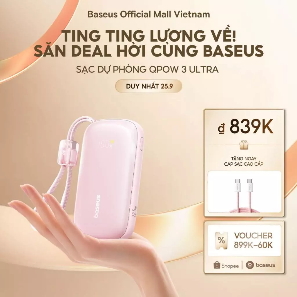 [CHUẨN CHỨNG NHẬN CCC] Sạc Dự Phòng Baseus EnerFill FC21 Qpow3 Ultra/FC11 &10000mAh/20000mAh 22.5W - Sạc Nhanh Kèm Cáp