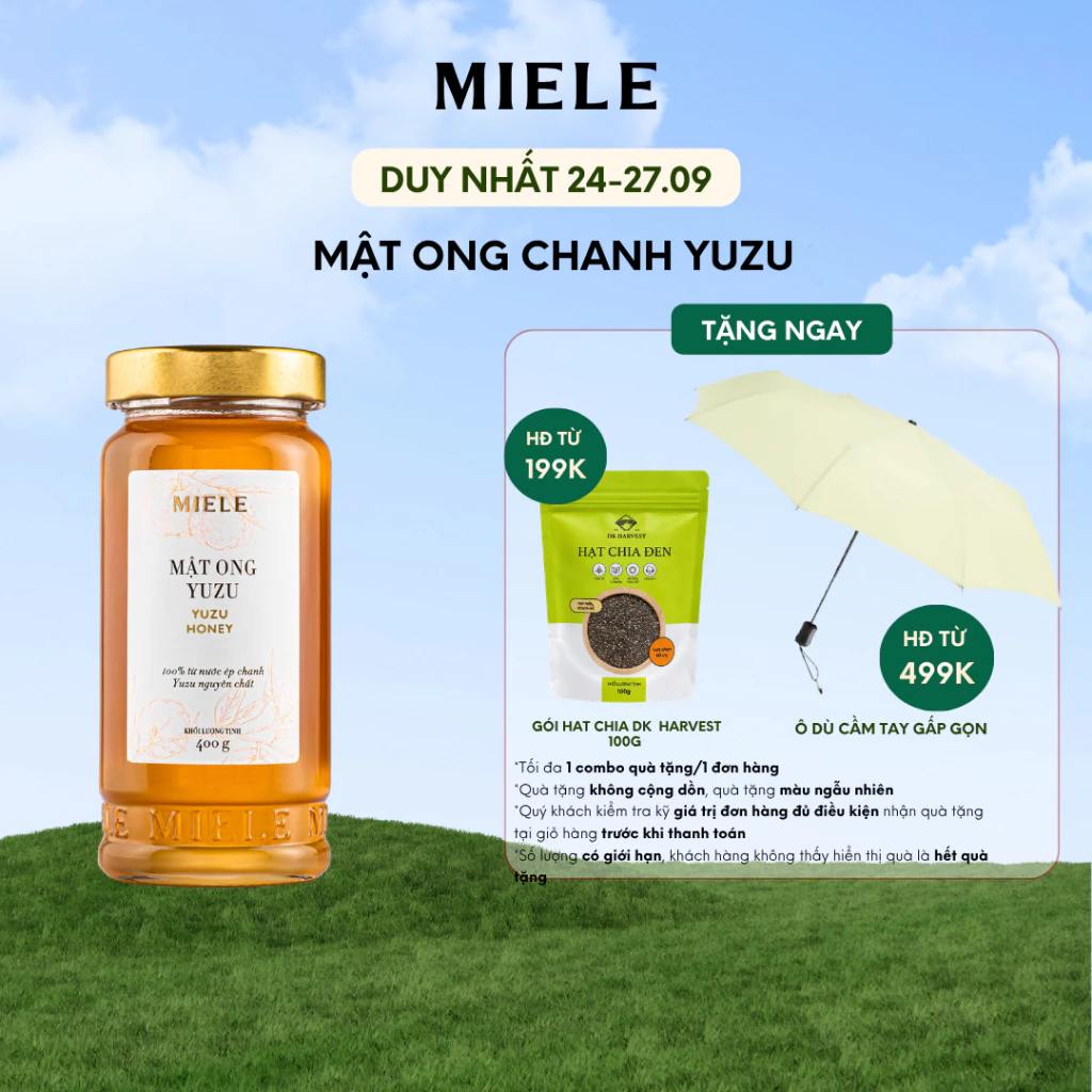 Mật Ong Chanh Yuzu Miele 400g, Bổ Sung Vitamin C, Hỗ Trợ Đề Kháng, Đạt Chuẩn HACCP.