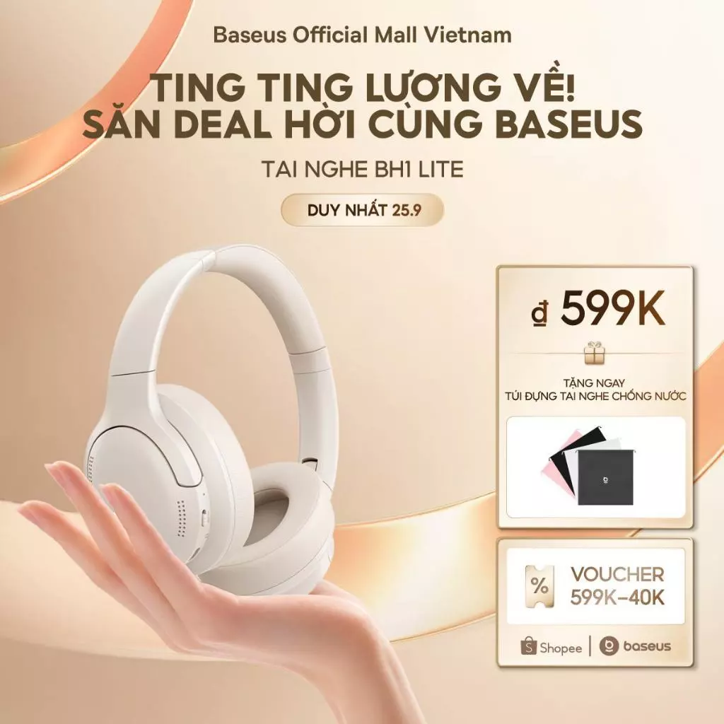 Tai Nghe Baseus Bass BH1 Lite Bluetooth 6.0 App Thông Minh Chống Ồn ENC Chơi Nhạc 80 Giờ