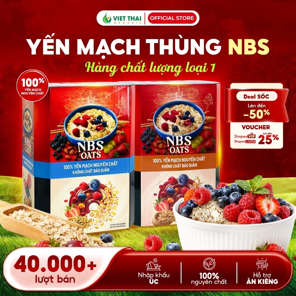 【100% CHẤT LƯỢNG】Thùng Yến Mạch Cán Dẹt, Vỡ Ăn Liền NBS Úc 4kg Nguyên Cám Ăn Kiêng Tập Gym Ngon Loại 1