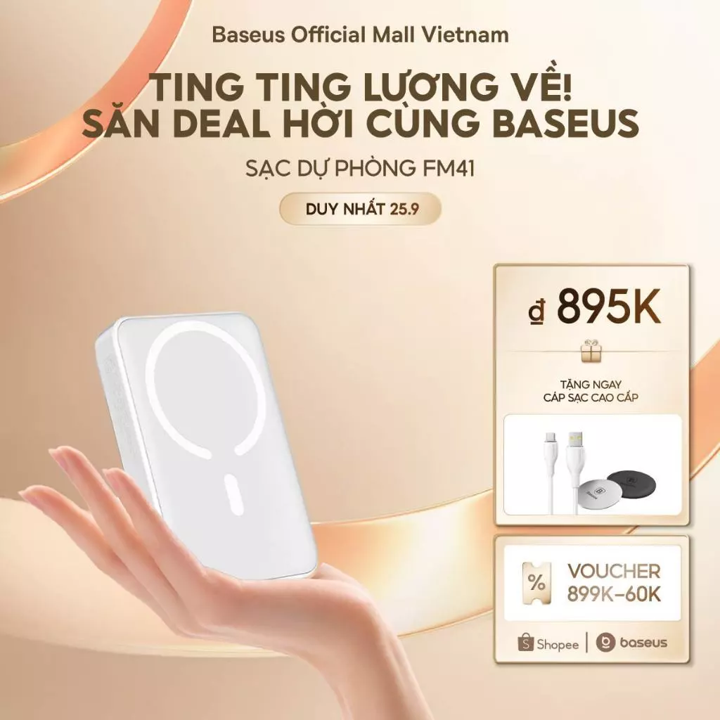 Sạc Dự Phòng Baseus EnerFill FM41 20000mAh 20W Từ Tính Mini - Sạc Nhanh Cho "Quả Táo", Hút Chắc, Combo Kèm Cáp Type C·