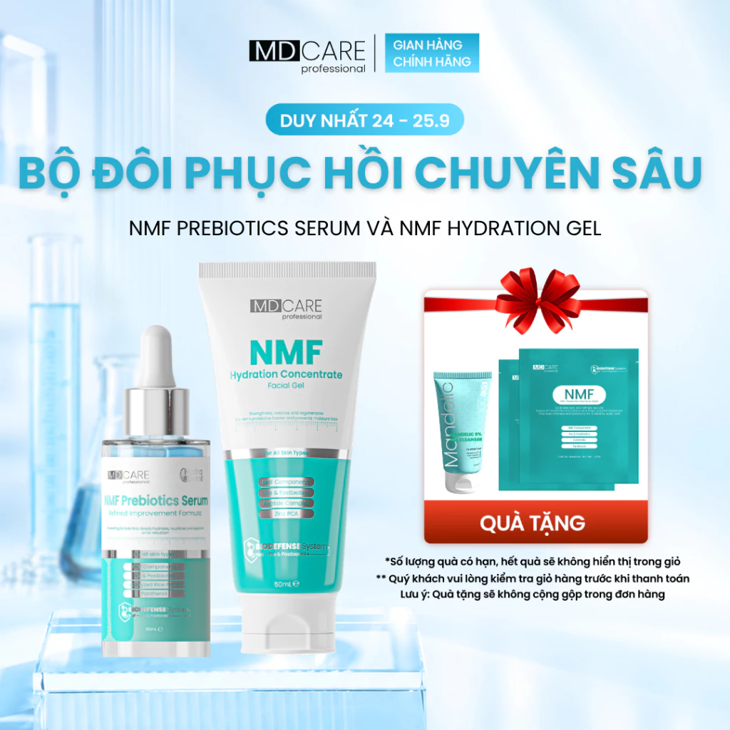 [CHÍNH HÃNG] Bộ Đôi Phục Hồi Chuyên Sâu Gồm Serum NMF 30ml Và Gel NMF 50ml MD CARE Cân Bằng Lợi Khuẩn