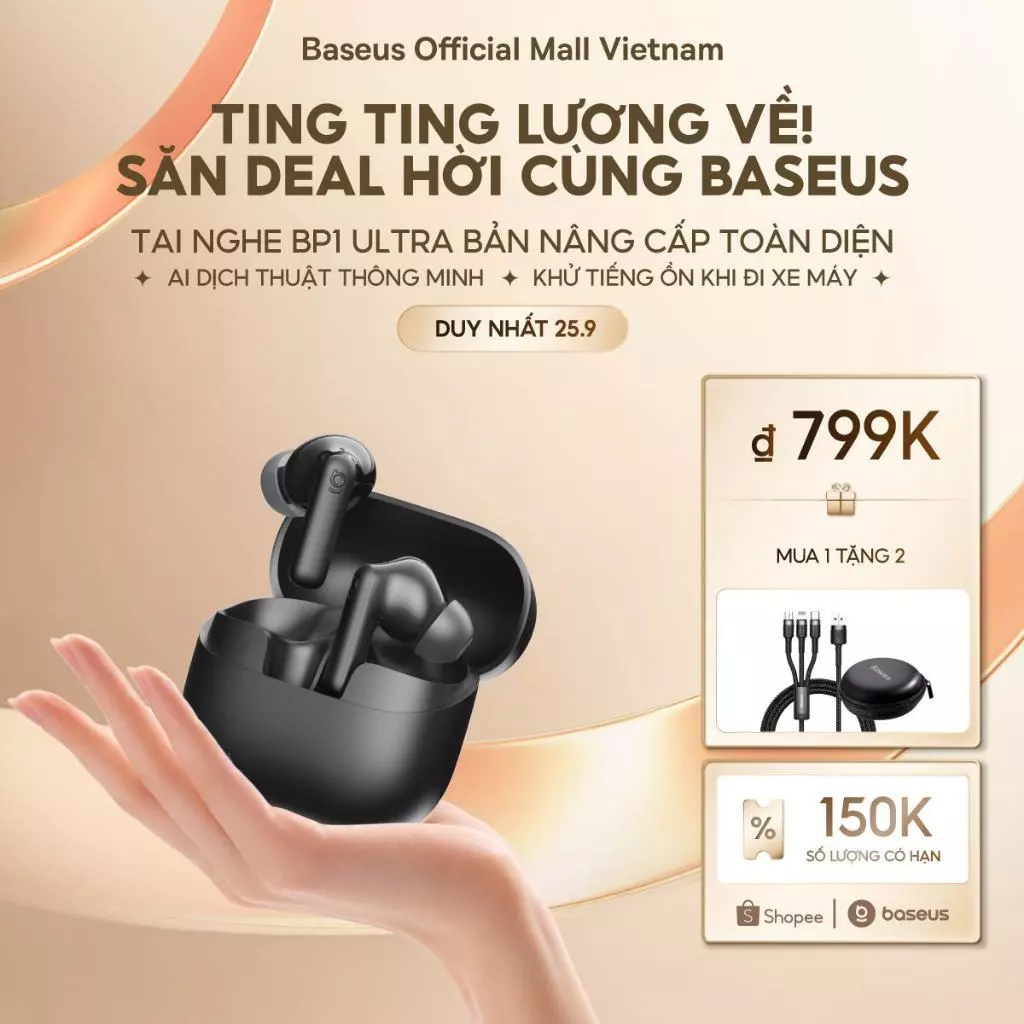 [SIÊU PHẨM AI - MUA 1 TẶNG 2 ] Tai Nghe BP1 Ultra Tích Hợp AI Dịch Thuật Thông Minh,Khử Tiếng Ồn Khi Đi Xe Máy