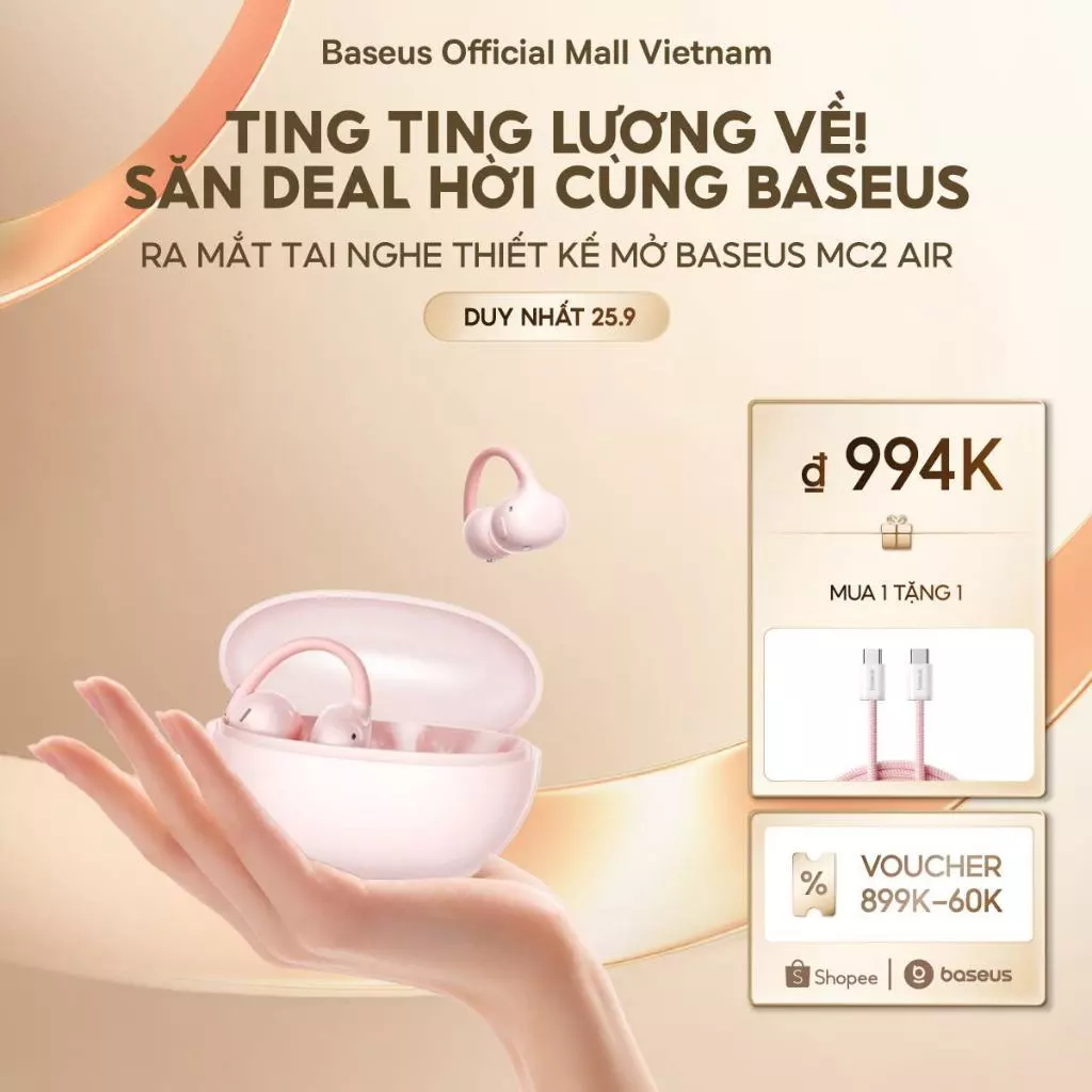 ✨PHIÊN BẢN "BÁN TRONG SUỐT"✨ Tai Nghe Open-Ear Baseus MC2 Air Thiết Kế Sang Trọng Siêu Nhẹ Êm Ái Tựa Mây