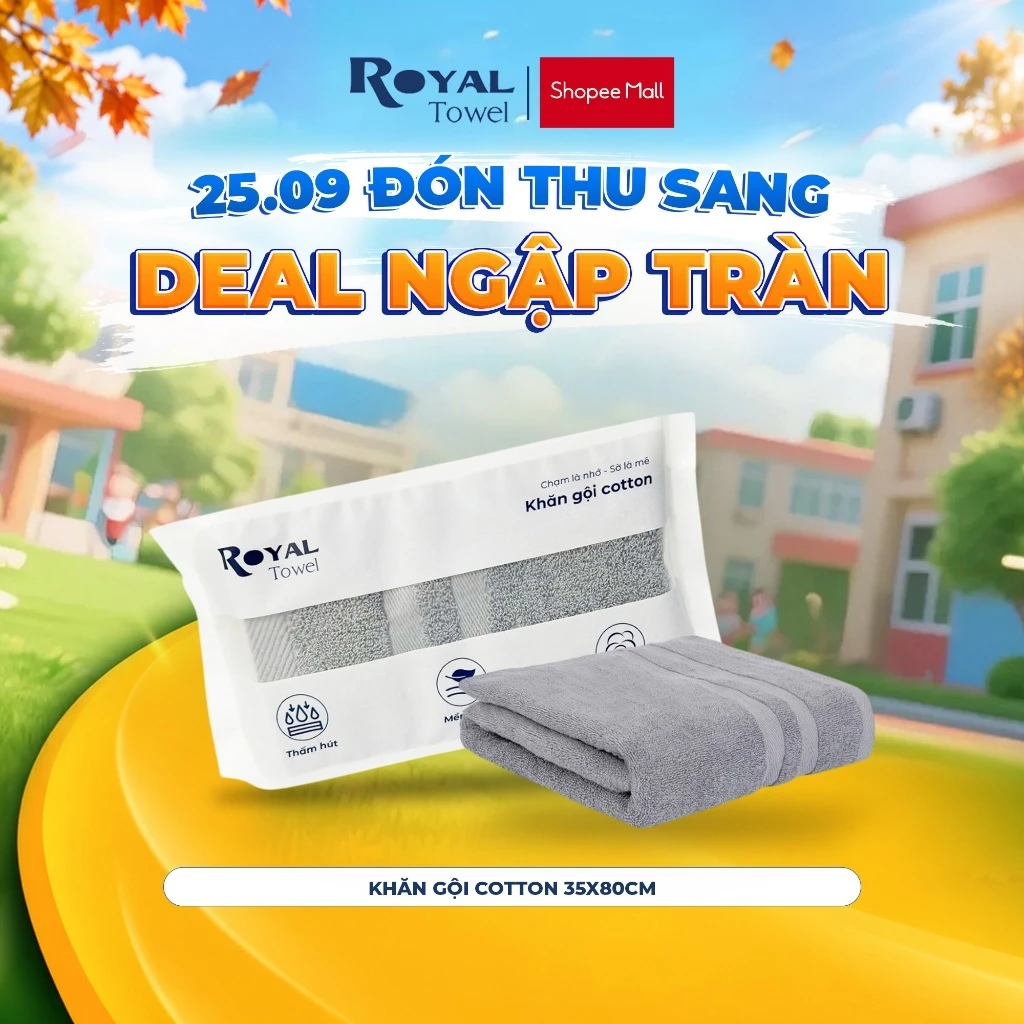Khăn Gội Royal Towel 35x80cm Sợi Cotton Mềm Mịn, Thấm Hút Tốt, Không Xổ Lông, Không Phai Màu