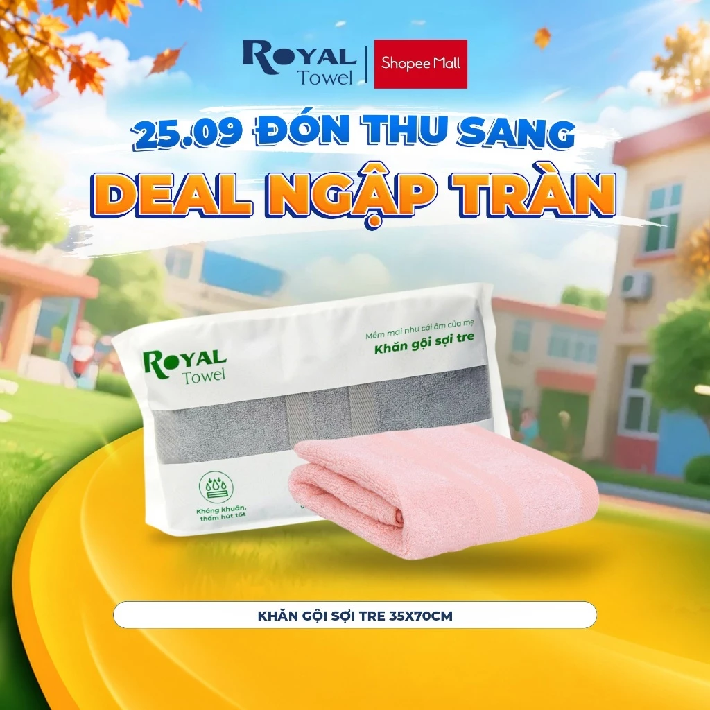 Khăn Gội Royal Towel 35x70cm Sợi Tre Bamboo, Mềm Mịn, Thấm Hút Tốt, Không Xổ Lông, Không Phai Màu, An Toàn Cho Da