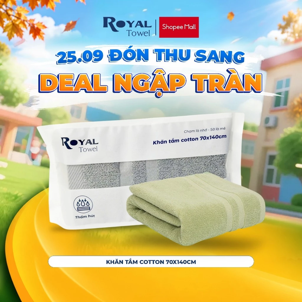 [SSV] Khăn Tắm Royal Towel 70x140cm Sợi Cotton Mềm Mịn, Thấm Hút Tốt, Không Xổ Lông, Không Phai Màu