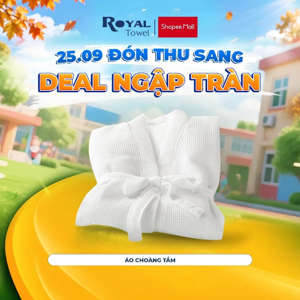 Áo Choàng Tắm Royal Towel Sợi Cotton Mềm Mịn, Thấm Hút Tốt, Không Xù Lông, Cho Nam Nữ