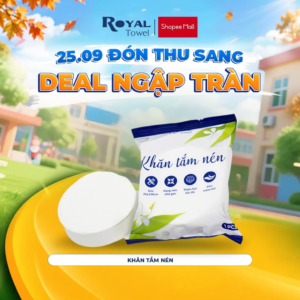Khăn Tắm Nén Du Lịch Royal Towel 70x140cm Sợi Viscose Tiện Lợi, Dày Dặn, Thấm Hút Tốt, Kháng Khuẩn