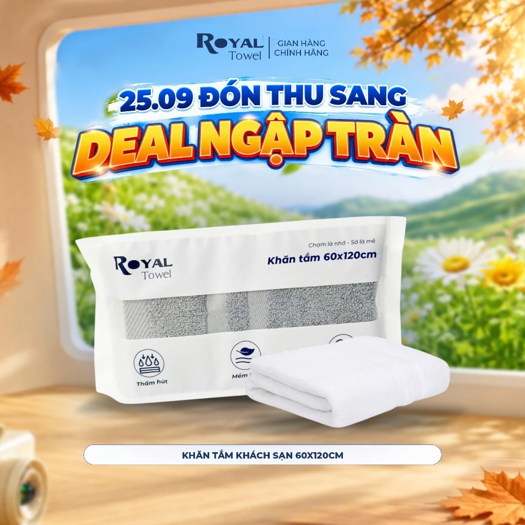 Khăn Tắm Khách Sạn Royal Towel 60x120cm Sợi Cotton Mềm Mịn, Thấm Hút Tốt, Không Xổ Lông, Không Phai Màu